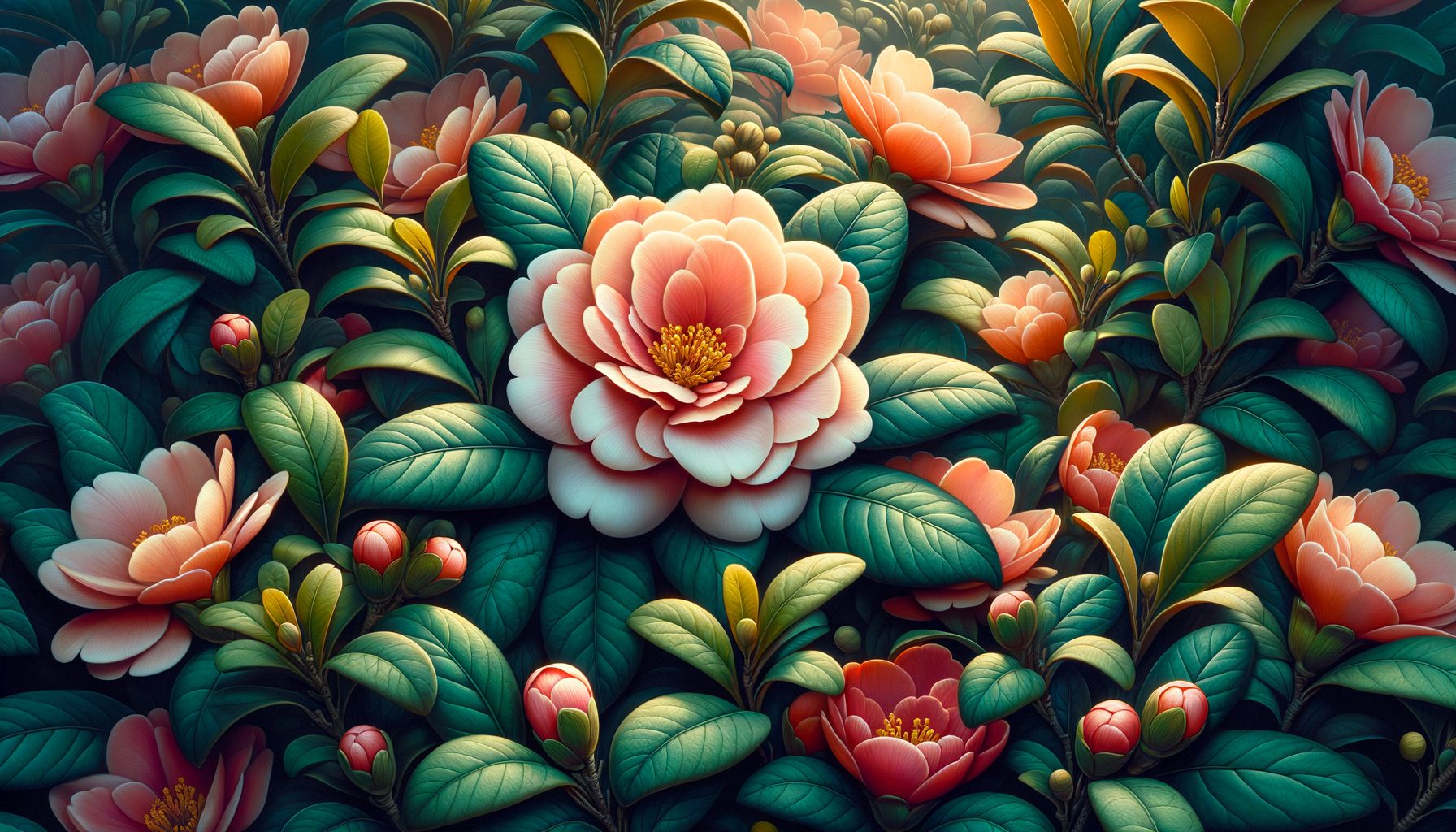 bloemen in laurier